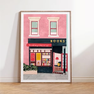 New York bookshop, Bookshop art print, Bookshop art, Book art print, Reading art print, Bookworm art, Books art print, New York art, NYC