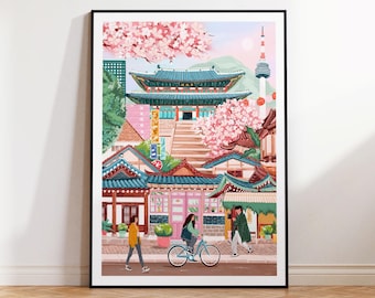 Seoul South Korea, Travel Prints, Bedroom Decor, City Poster, Home Decor, Housewarming gift, Travel, Anniversary gift