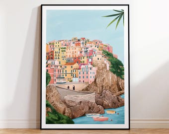 Cinque Terre, Cinque Terre art print, Cinque Terre art, Cinque Terre print, Cinque Terre poster, Cinque Terre travel poster, Travel Print