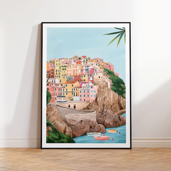 Cinque Terre, Cinque Terre art print, Cinque Terre art, Cinque Terre print, Cinque Terre poster, Cinque Terre travel poster, Travel Print