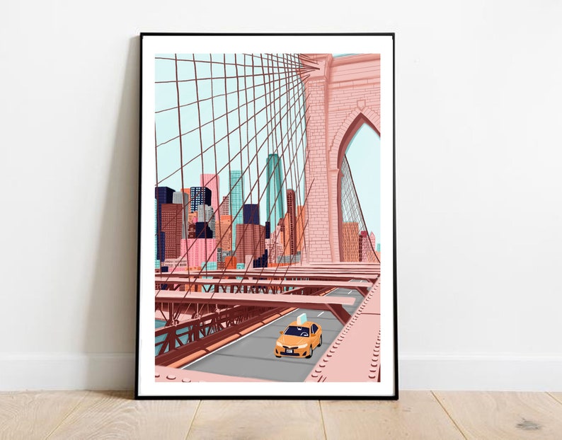 New York Brooklyn Bridge New York Art Print New York Art Etsy UK