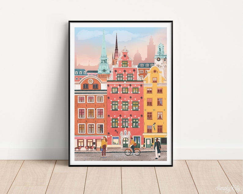 Pode incluir: Uma ilustra&ccedil;&atilde;o colorida de uma cidade com edif&iacute;cios altos em tons de rosa, amarelo e azul. Os edif&iacute;cios t&ecirc;m muitas janelas e est&atilde;o alinhados um ao lado do outro. H&aacute; pessoas caminhando na rua em frente aos edif&iacute;cios.