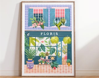 Florist Art Print, Flower Market Print, Flower Shop, Floral wall art, Housewarming gift, Home decor, Florist gift, Floral print, Floral art