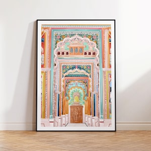 Patrika Gate, Patrika Gate art, Patrika Gate art print, Patrika Gate travel poster, Jaipur, Jaipur India art, Jaipur print, Travel print