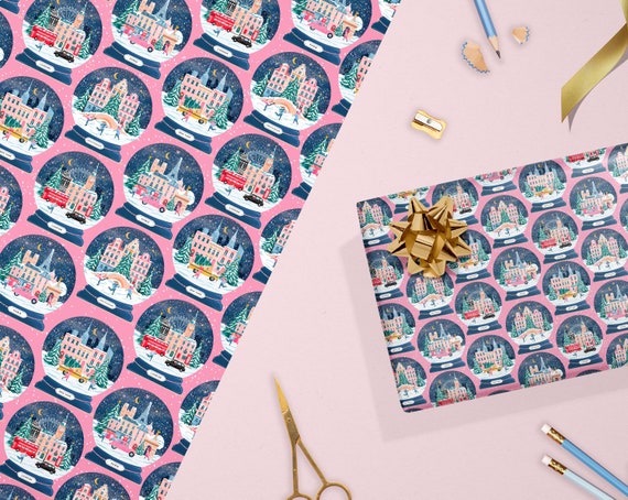 Christmas Gift Wrap, Xmas Wrapping Paper, Christmas Snowglobe , Fun Holiday Wrapping Paper