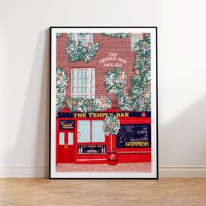 Stampa artistica di viaggio di Dublino, Irlanda, Temple Bar, stampa artistica di Dublino, stampa di Dublino, arte dei pub di Dublino, decorazioni artistiche di Dublino, stampa di Dublino, arte di Dublino,