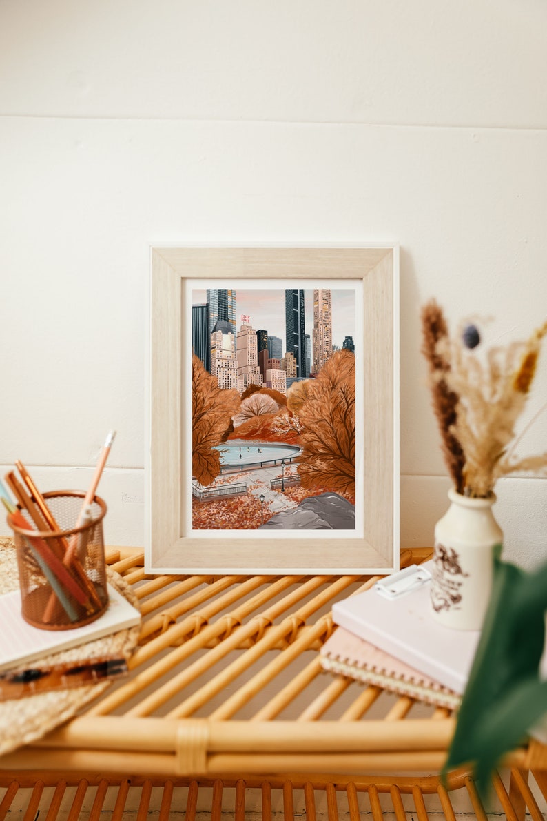 Central Park, Central Park Autumn, Central Park print, Central Park art, Central Park NYC, New York art print, Fall Decor, Autumn,Dorm Decor image 4