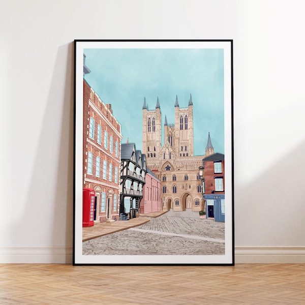 Art de Lincoln, impression d'art de Lincoln, Lincoln, affiche d'art de Lincoln, affiche de Lincoln, art mural de Lincoln, cathédrale de Lincoln, horizon de Lincoln,