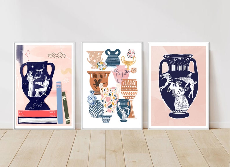 3 print greek bundle, Greek art print, Greek pots print, Pottery print, Greek print, Art print statue greek, Print bundle, Print Bundles image 1