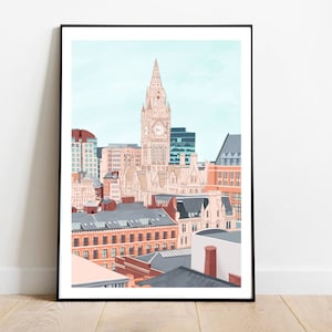 Manchester,Manchester Skyline,Manchester City, Northern Art Print, Manchester Poster, Manchester Wandkunst, Manchester Uk