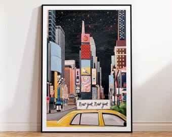 Times Square Print, Times Square art, Times Square poster, Times Square art print, New York art, New York print, Travel Print
