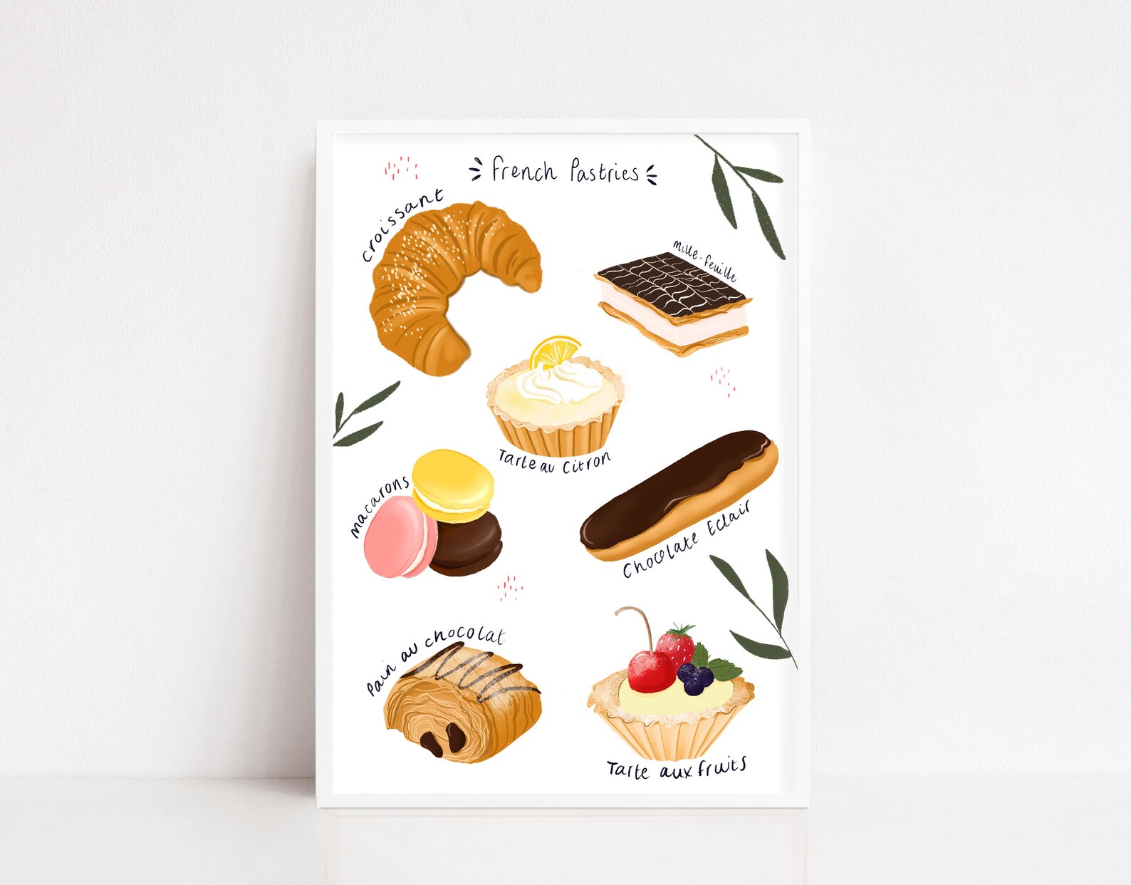 French Pastry Art Print Kitchen Art Printfrench Pastries Etsy