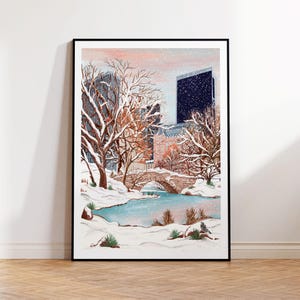 New York Central Park Kunstdruck, New York Winterszene, New York Kunstdruck, New York Plakat, NYC Winterszene, Central Park Schneeszene Kunst