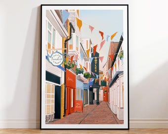 Brighton, Brighton The Lanes,Brighton print, Brighton poster, Brighton art, Brighton poster, Living room print, Seaside prints