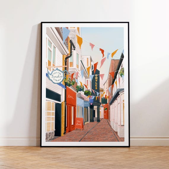 Brighton, Brighton The Lanes,Brighton print, Brighton poster, Brighton art, Brighton poster, Living room print, Seaside prints