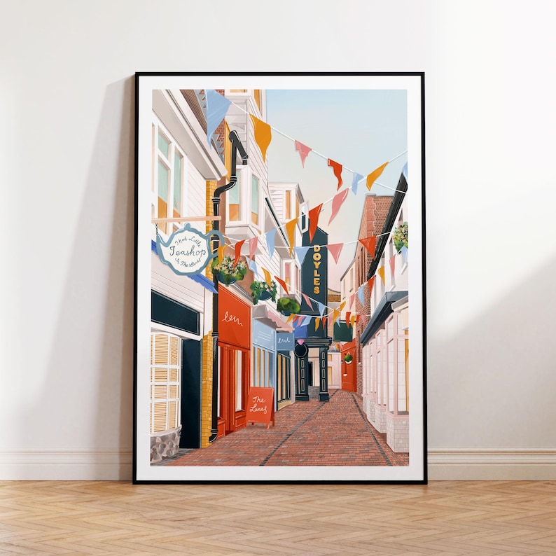 Brighton, Brighton The Lanes,Brighton print, Brighton poster, Brighton art, Brighton poster, Living room print, Seaside prints image 1