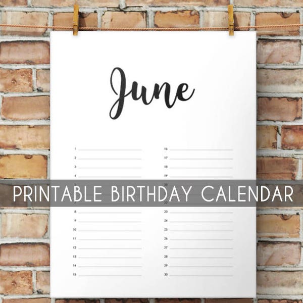 Birthday Calendar Printable | Perpetual Birthday Calendar | Printable Birthday Calendar | Perpetual Calendar Printable | Birthday Calendars