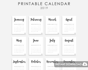 2019 calendar printable calendar 2019 minimalist calendar etsy printable calendar month