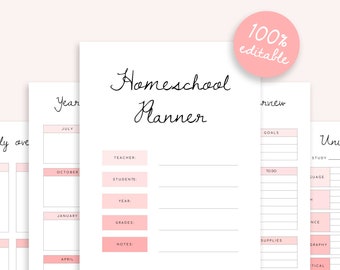 Download Editable Homeschool Planner Etsy