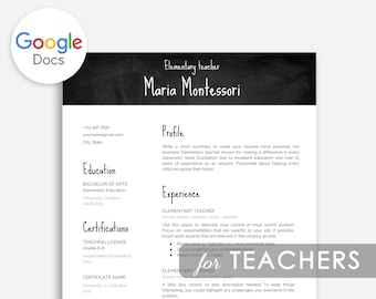 resume template for google docs printable resume editable etsy