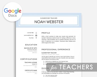 teacher resume etsy