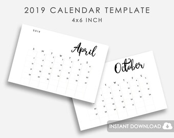 calendar template 2019 2019 calendar template printable etsy