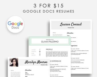 resume template for google docs printable resume editable etsy