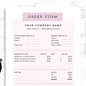 Order Form Template | Google Sheets