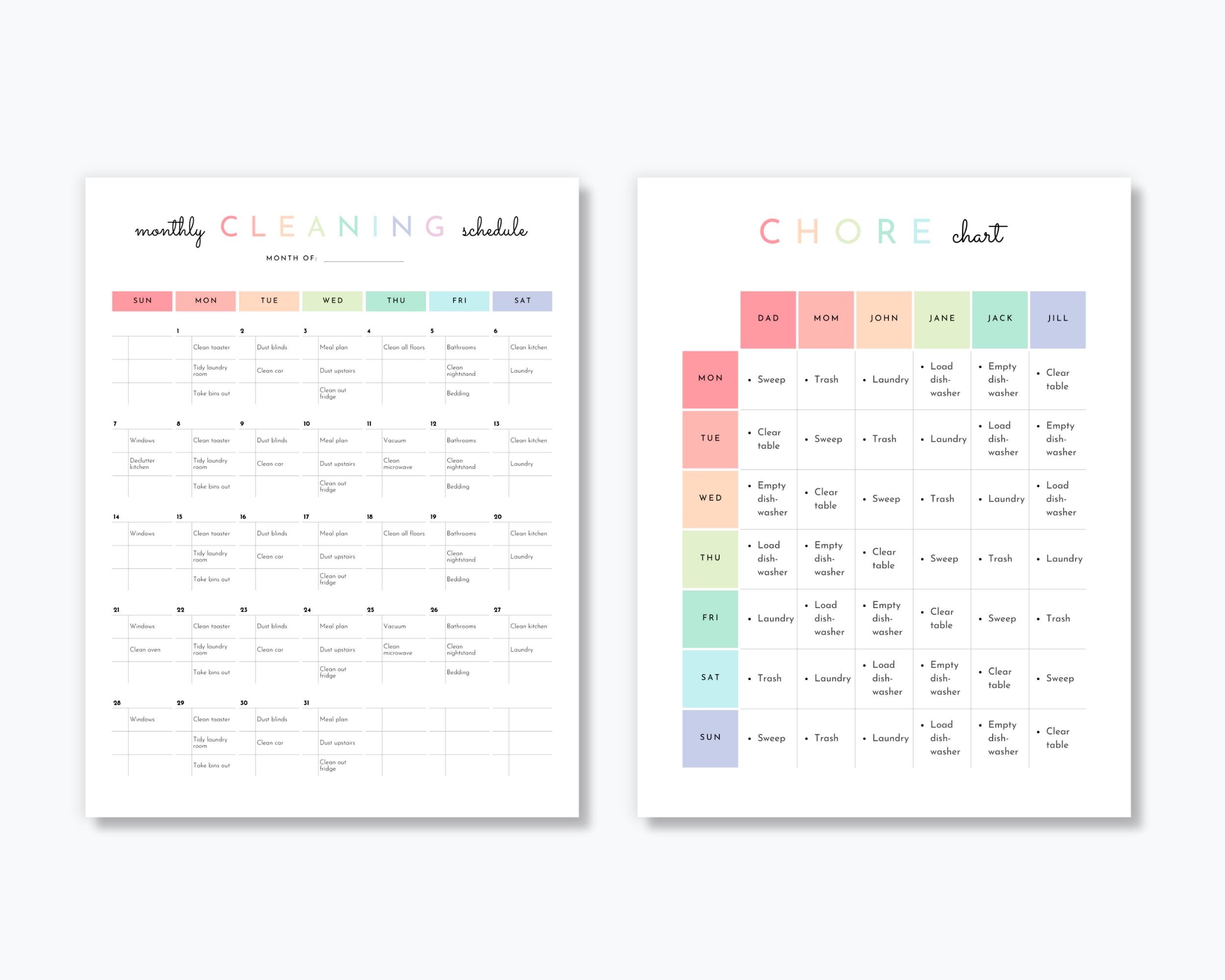 Cleaning Schedule Bundle Editable in Canva - Etsy