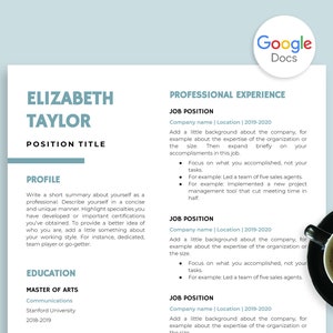 Resume Google Docs, Google Docs Resume + Cover Letter, Resume Template Google Docs, Google Doc Resume, Modern Resume Google Docs