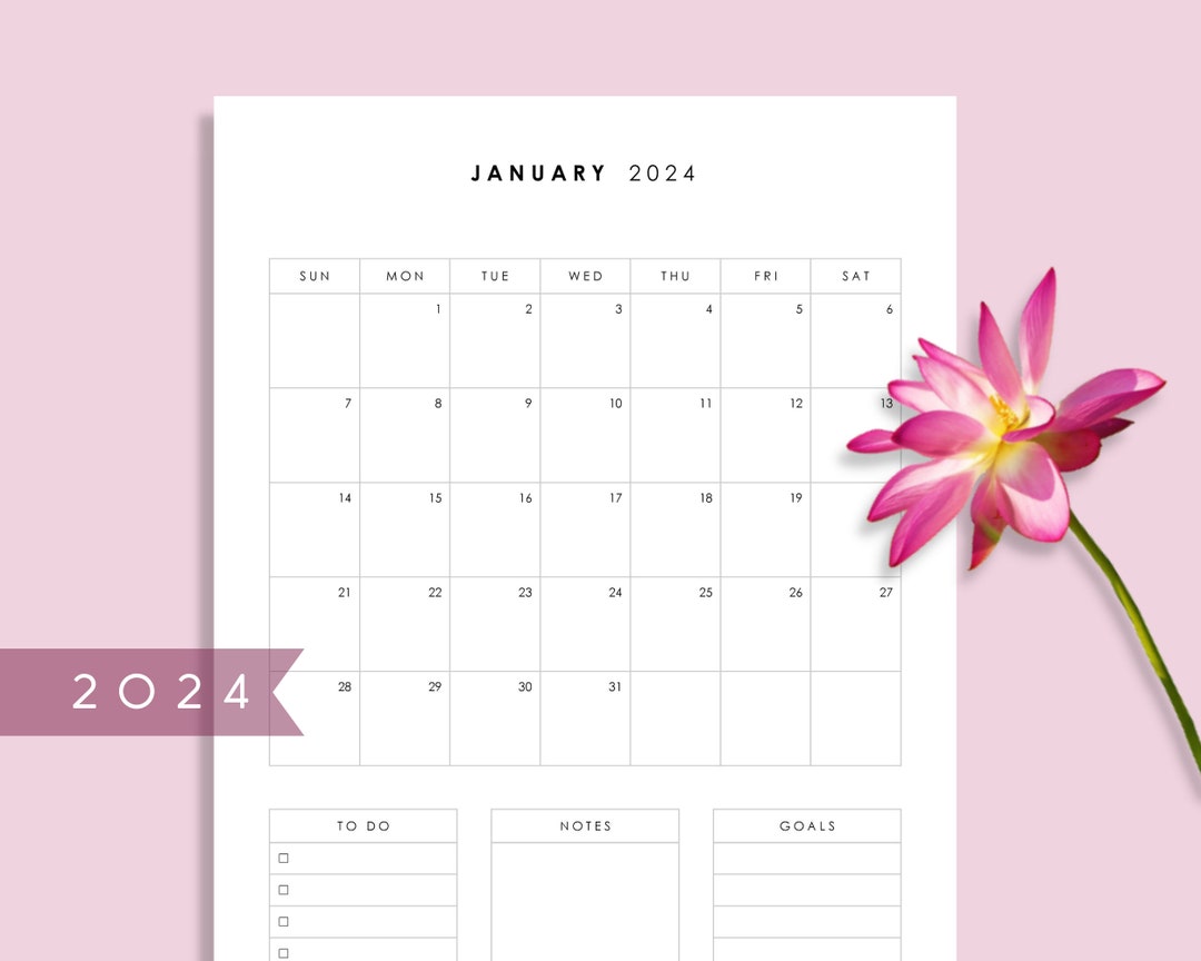2024 Calendar / Monthly Planner Printable - Etsy