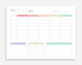 Homeschool Weekly Schedule Printable