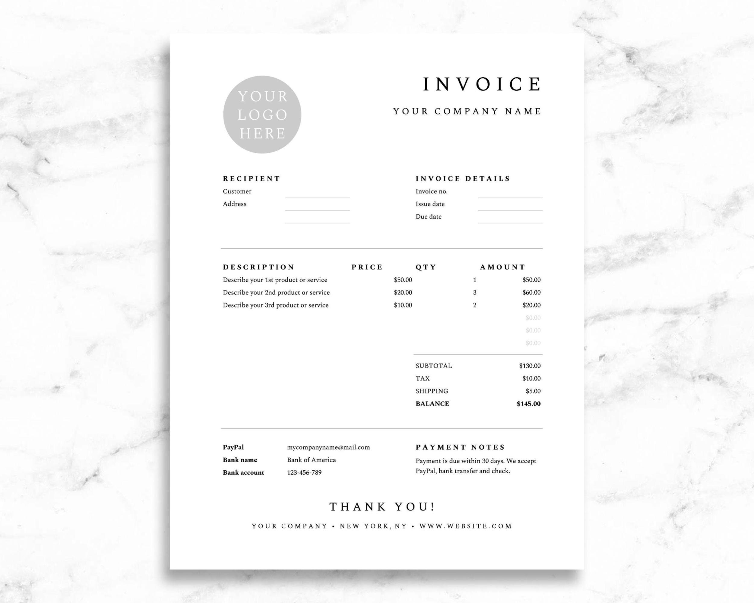 Invoice Template Google Sheets Etsy Australia