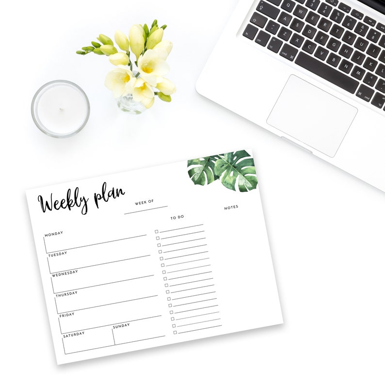 Weekly Planner Pad Undated Weekly Desk Planner Pad Notepad Etsy