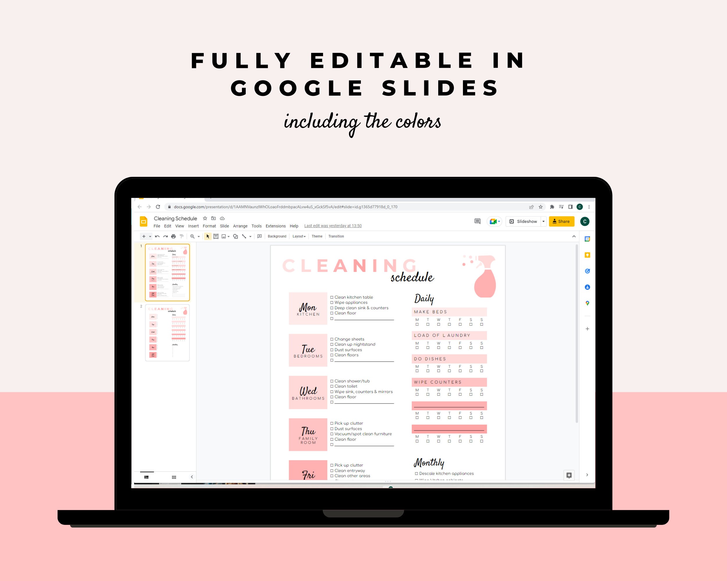 Weekly Cleaning Schedule | Editable - Etsy