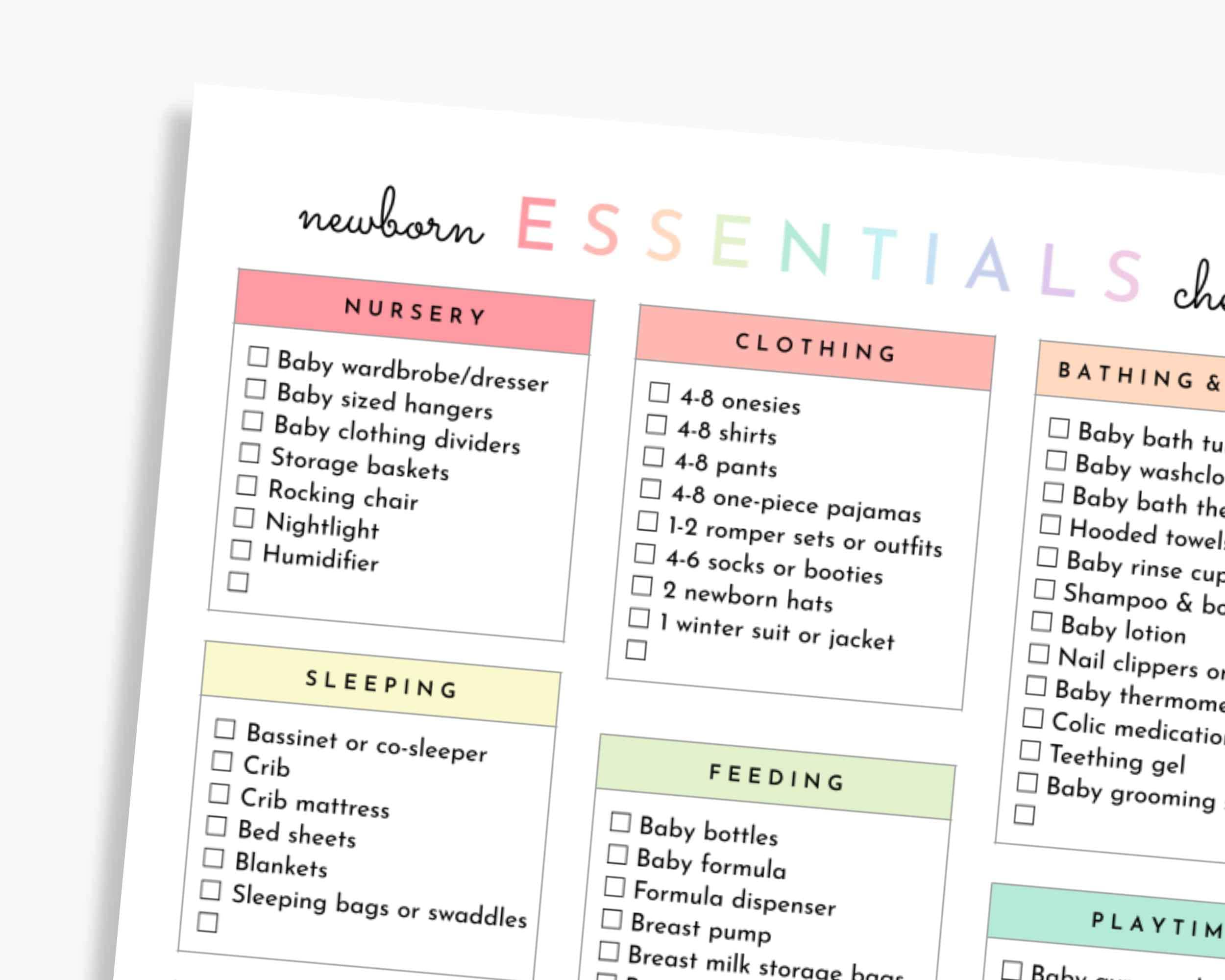 Infant Checklist Printable Baby Checklist for Newborn Essentials - Etsy Australia
