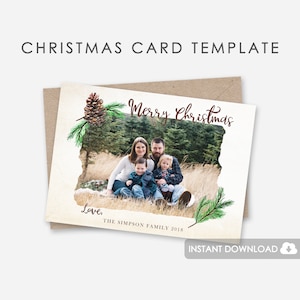 Modèle de carte de Noël pour Photoshop avec propre photographie, carte photo pour la photographie de Noël, modèle pour Photoshop Télécharger