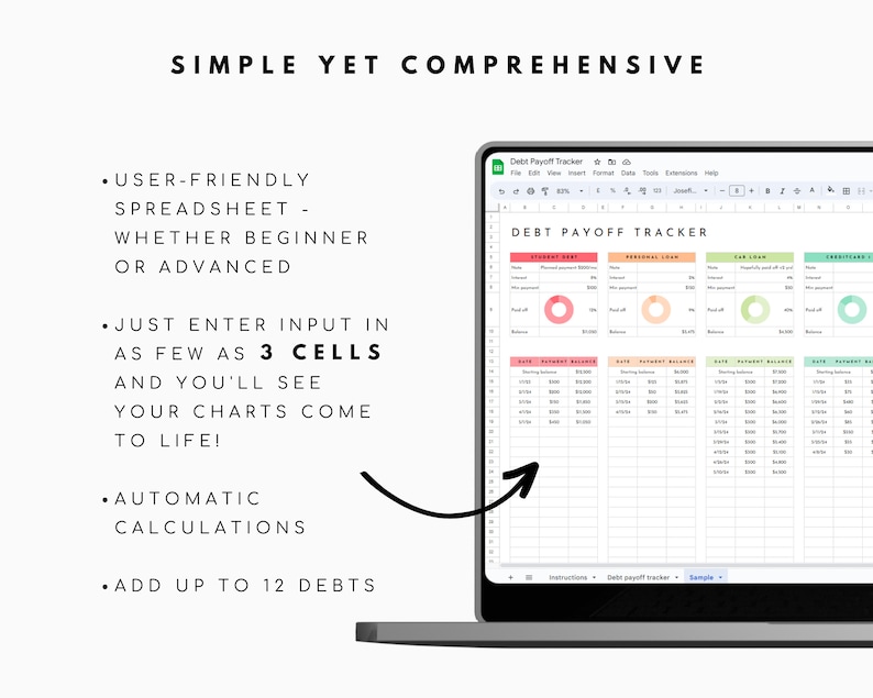 Debt Payoff Tracker Excel Google Sheets Debt Spreadsheet Debt Payment Tracker image 4