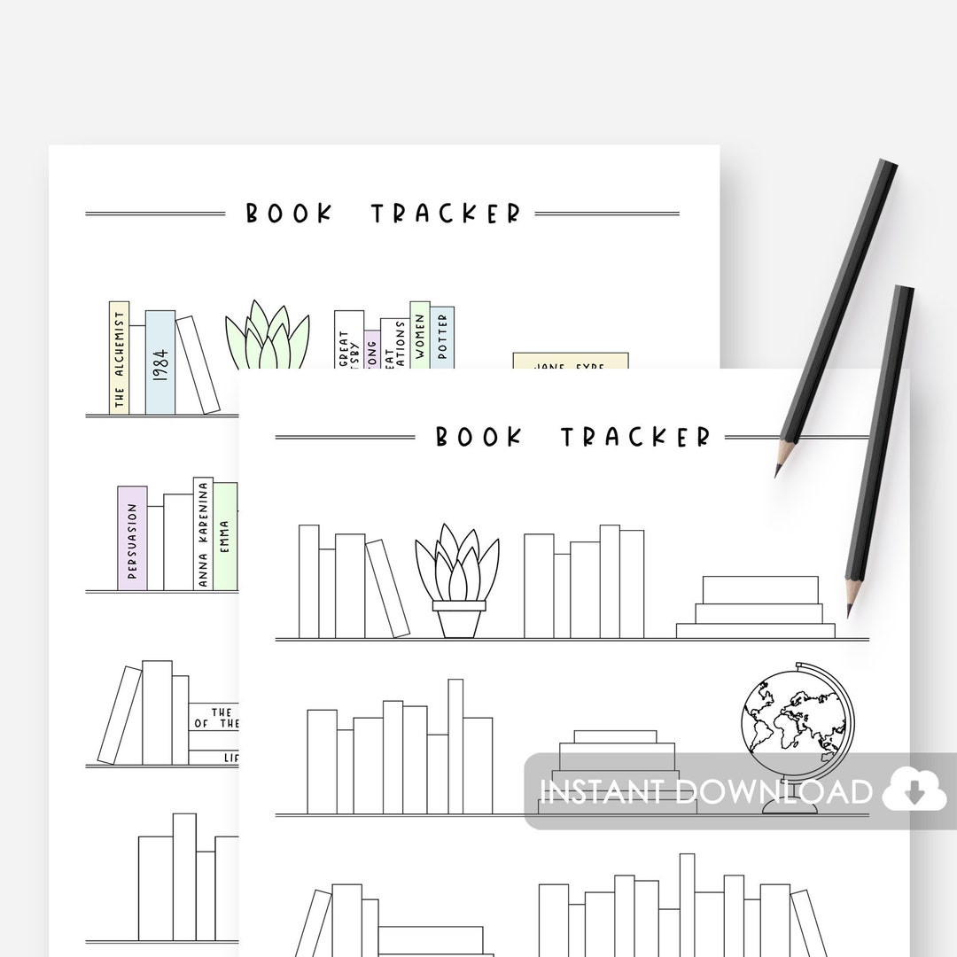 Bookshelf Reading Tracker Printable, to Read List, Book Tracker, Bullet ...