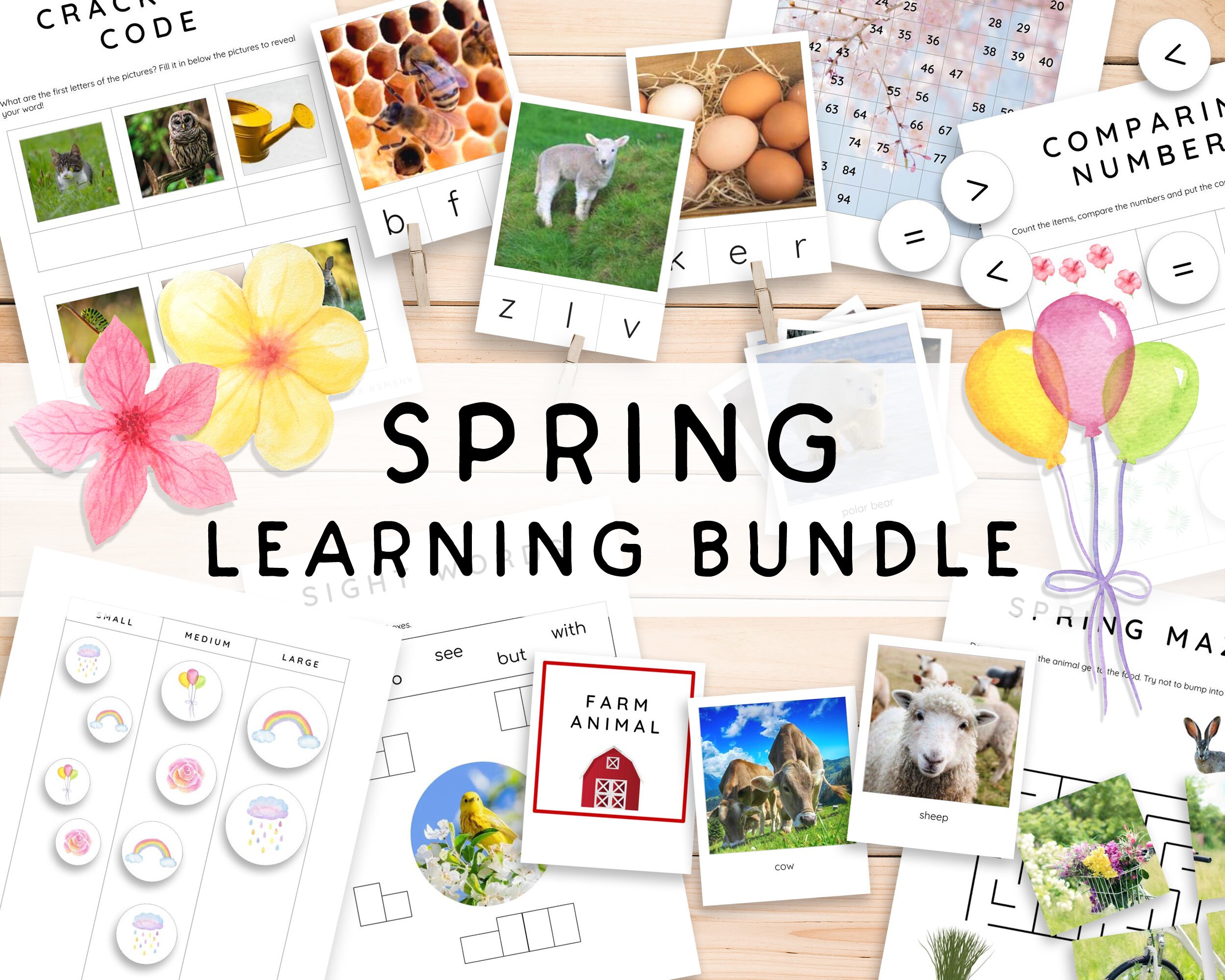 Montessori Printable Spring Worksheets | Kindergarten Spring Bundle 2.0