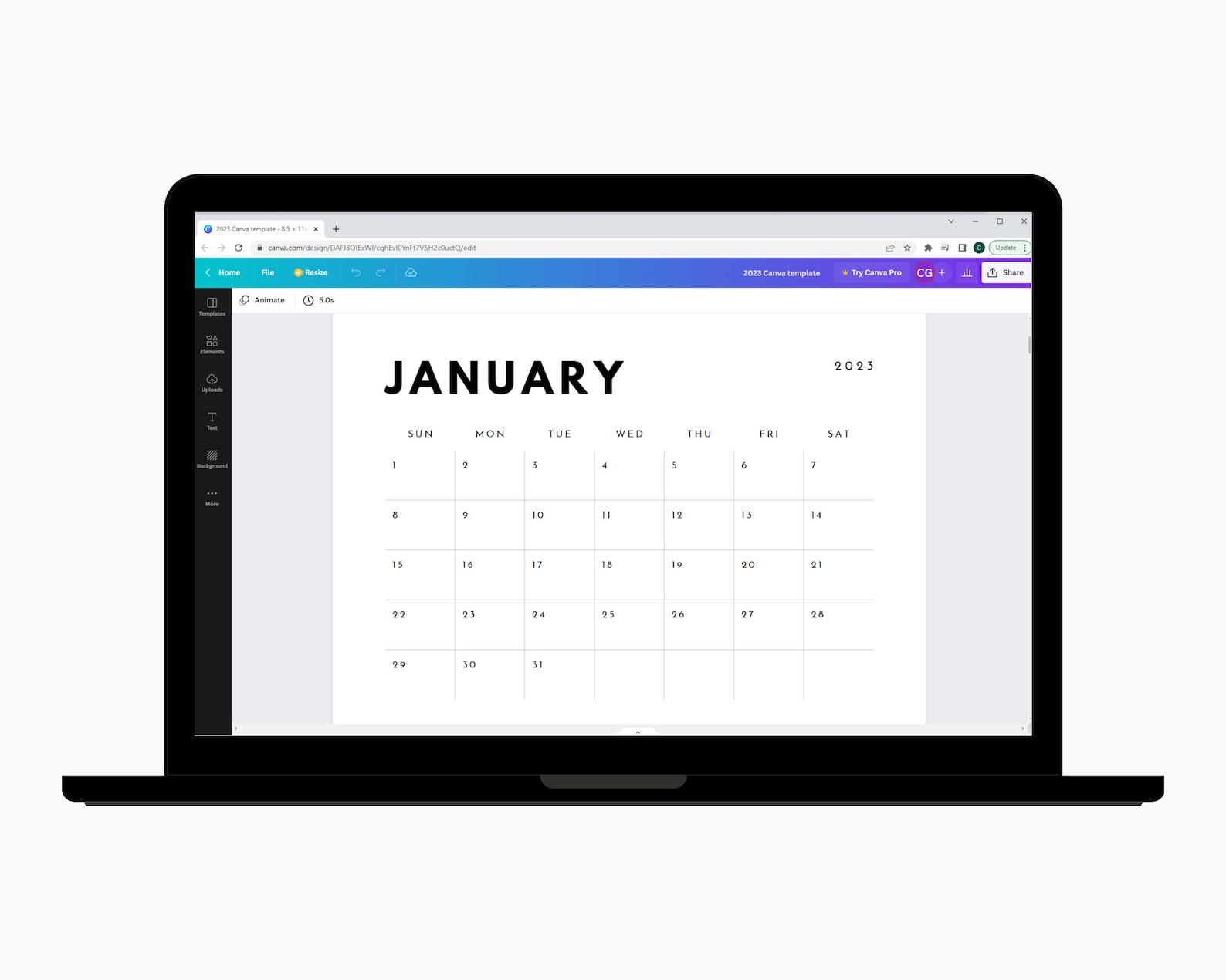 2023 Calendar Canva Template 100 Editable Etsy