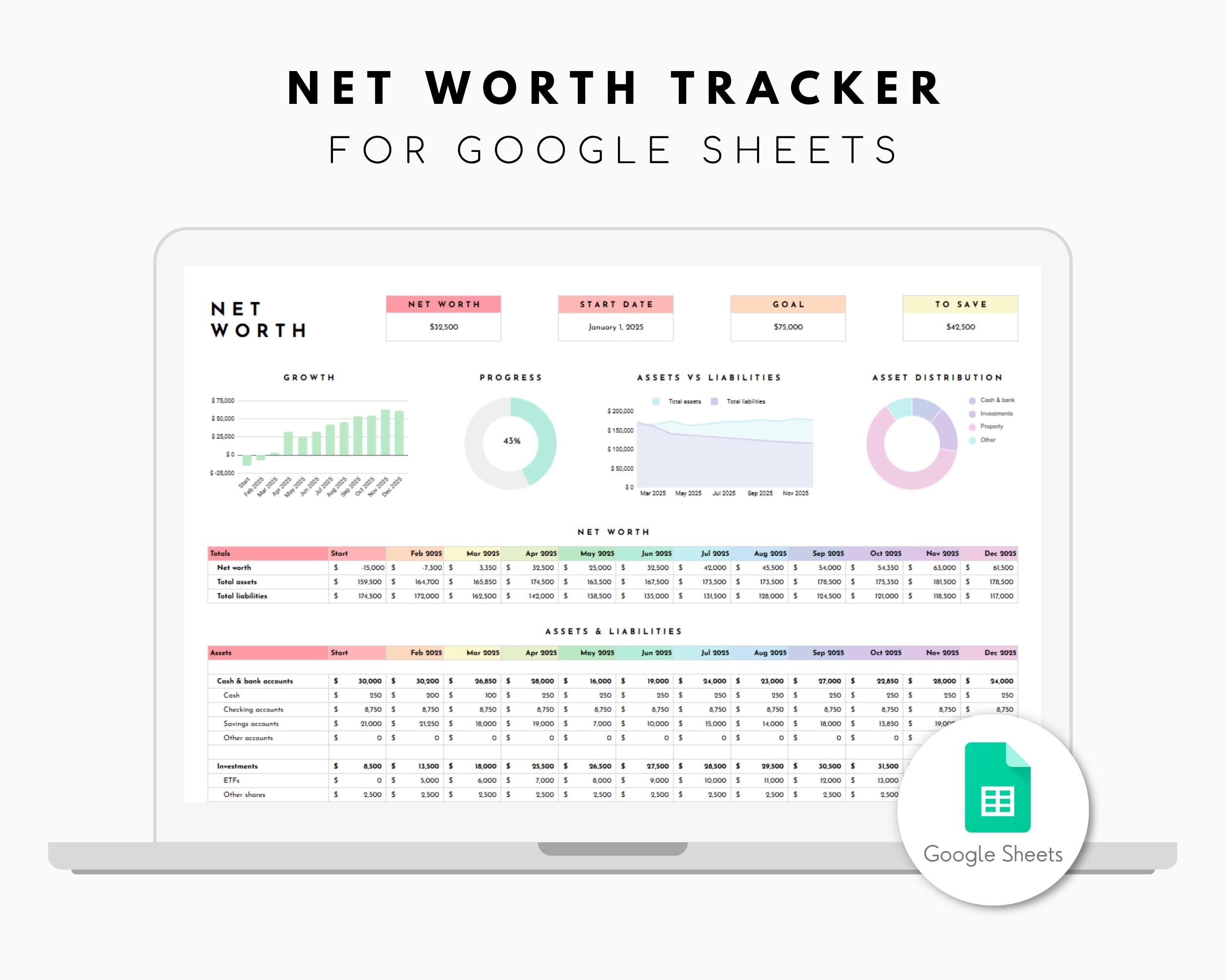 Net Worth Tracker Google Sheets, Net Worth Spreadsheet - Etsy