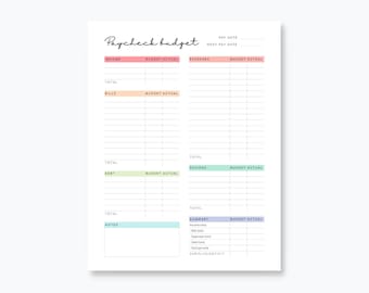 Paycheck Budget Printable