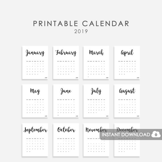 printable 2019 calendar monthly calendar 2019 sunday start etsy february printable calendar 2019