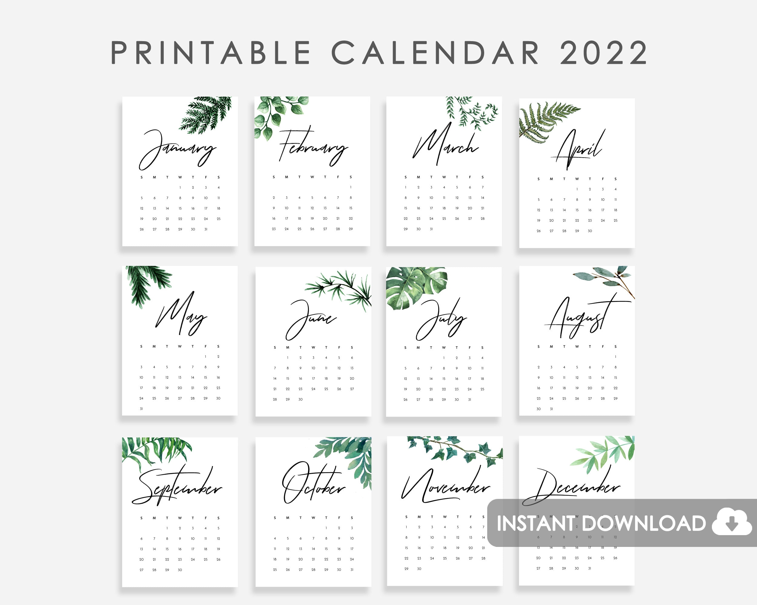 printable calendar 2022 download etsy israel