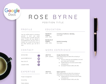 Resume Template Google Docs, Google Docs Resume + Cover Letter, Resume Google Docs, Google Doc Resume, Minimalist Resume Google Docs