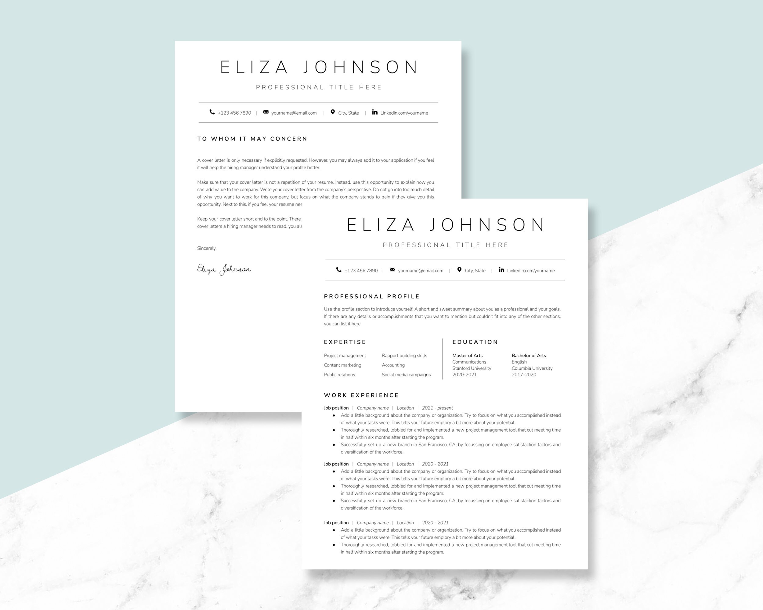 Minimalist Resume Template for Google Docs - Etsy