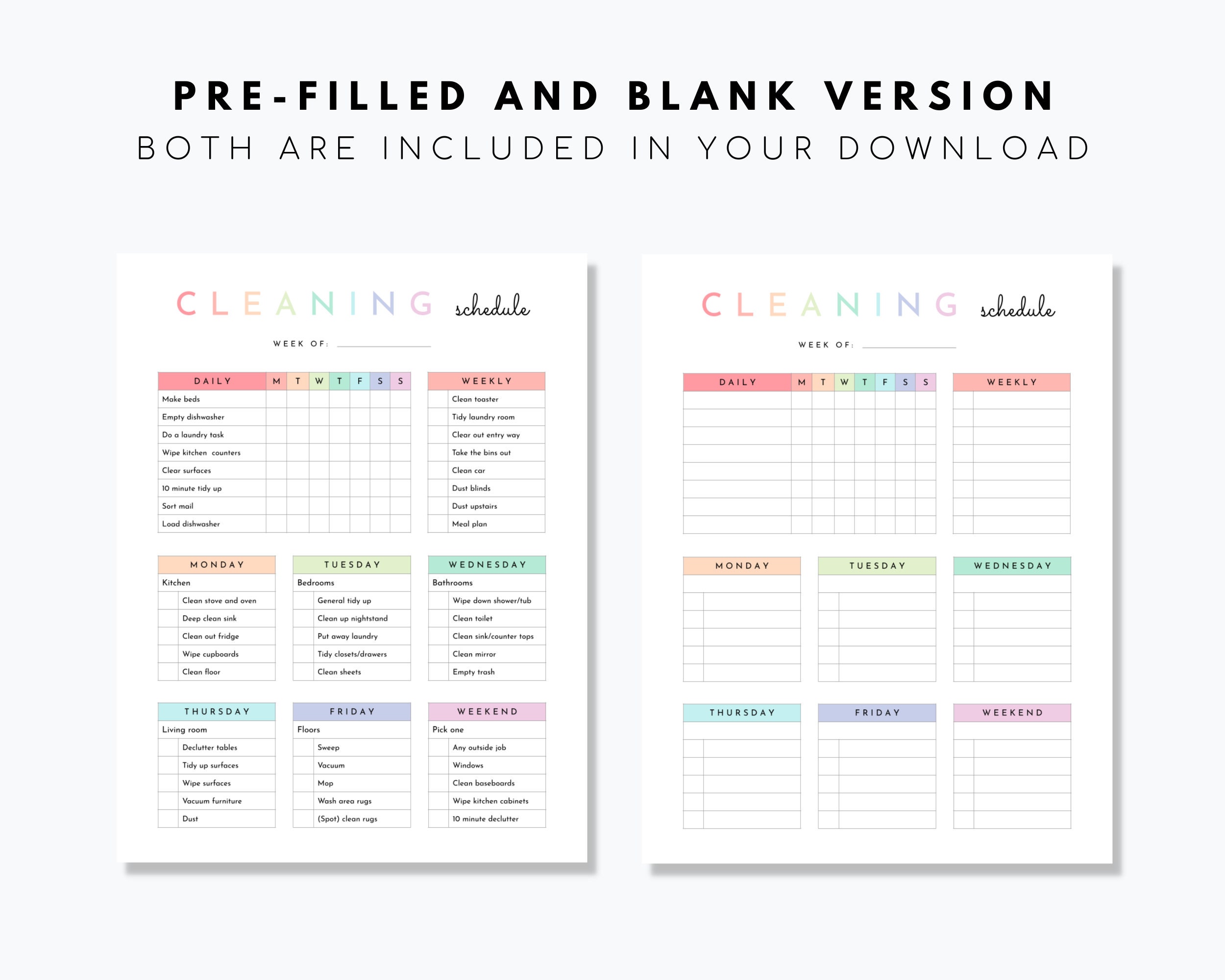 Editable Cleaning Schedule Canva + Google - Etsy Australia