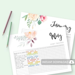 Daily Habit Tracker PRINTABLE, Habit Tracker Bullet Journal, Routine Tracking Habits, Goal Planner, Monthly Tracker, Habit Log, Habit List