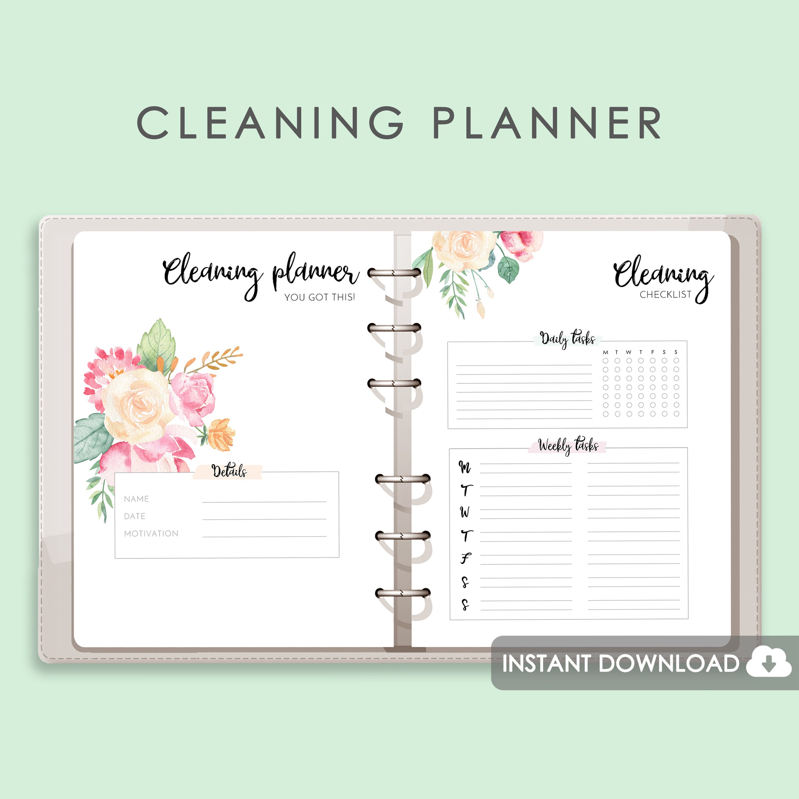 Printable Cleaning Planner Set 11 Pages Cleaning Schedule | Etsy